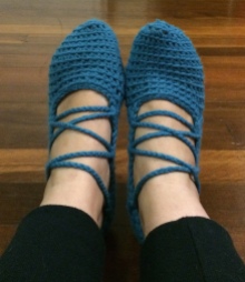 Blue crochet slippers